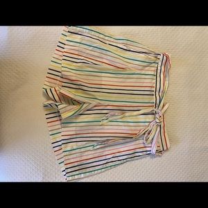 J. Crew High Waist Rainbow Stripe Short with Bow